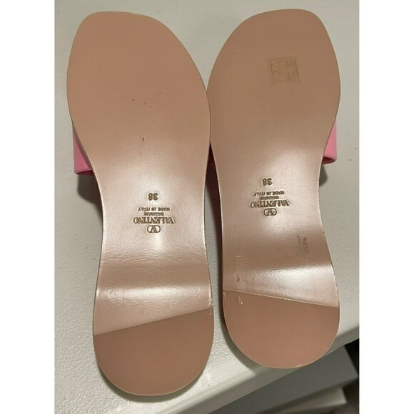 Valentino V Logo Cutout Calfskin Pink Slide Shoes Size 8 - Picture 4 of 6